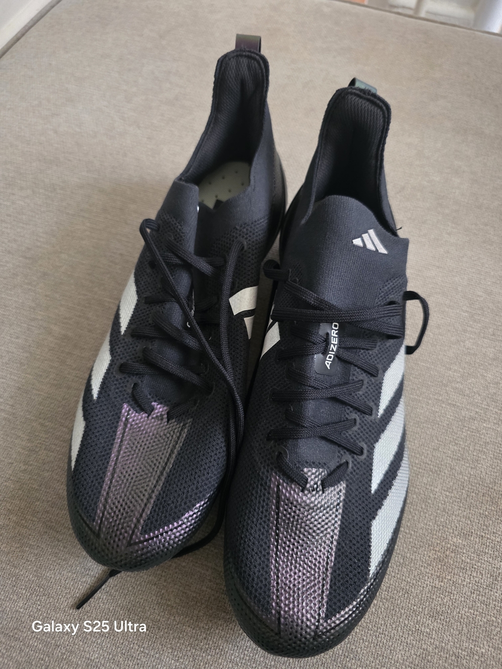 adidas Adizero Men's Black Athletic Soccer Cleats with Silver Accents